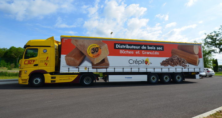 Le Grand Camion Portent Le Bois De Chauffage De Pile Dans Lakatnik