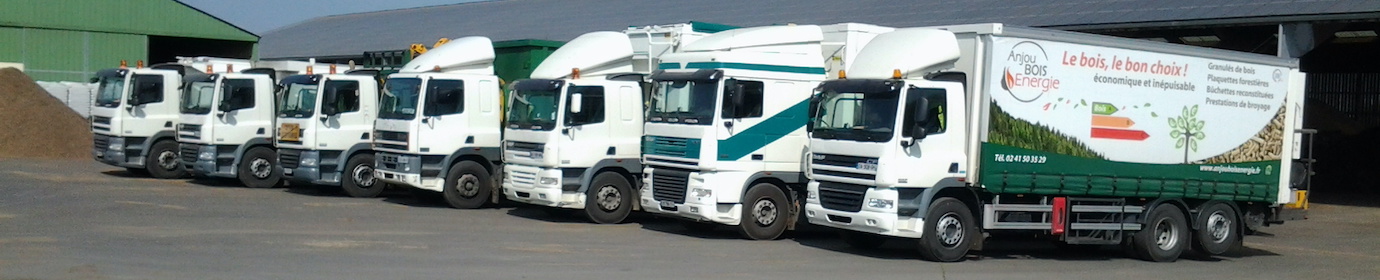 Flotte de camions de livraison à domicile de bois-énergie, photo Anjou Bois Energie